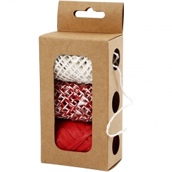 Papierkoord - set rood / wit - 3x10 meter