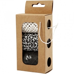 Papierkoord - set zwart / wit - 3x10 meter