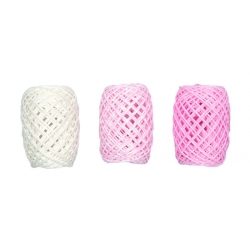 Papierkoord - set licht roze/wit - 3x15 meter