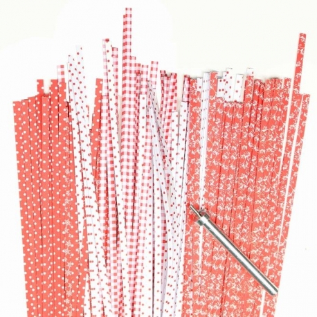 Filigraan papier rood/wit - 3 mm