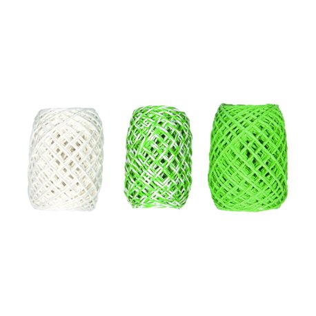 Papierkoord - set licht groen/wit - 3x15 meter