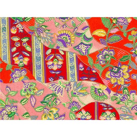 Washi papier motief patchwork en bloemen - JP0651