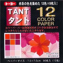 Origami papier 7,5x7,5 cm - Tant 12 kleuren Rood