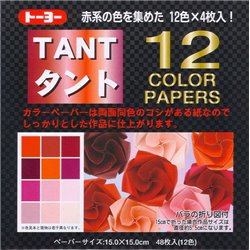 Origami papier 15x15 cm - Tant 12 kleuren Rood