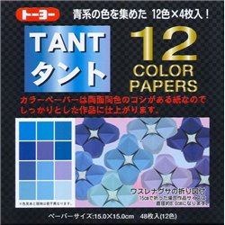 Origami papier 15x15 cm - Tant 12 kleuren Blauw