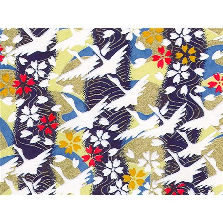 Washi papier motief kraanvogels en sakura bloemen - JP0820