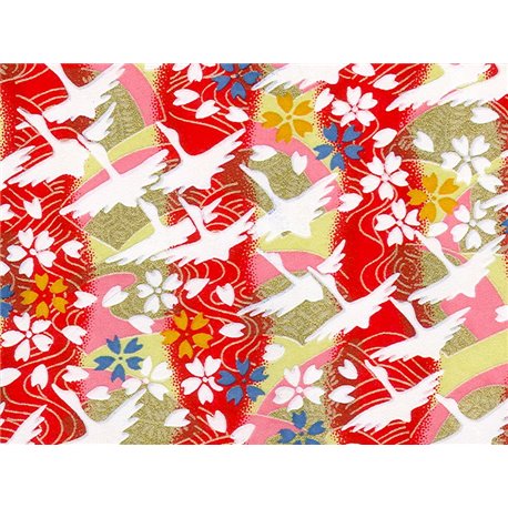 Washi papier motief kraanvogels en sakura bloemen - JP0821