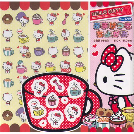 Origami papier 15x15 cm - Hello Kitty (met stickers)