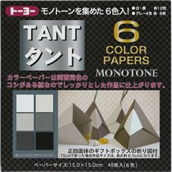 Origami papier 15x15 cm - Tant 6 kleuren Zwart/Wit