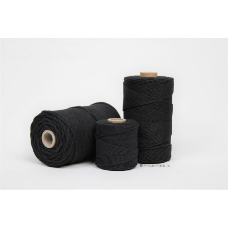Eco Cotton Twine - Zwart - 2,2 mm
